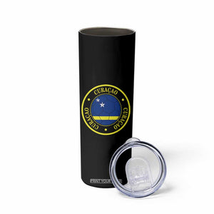 Curaçao Football Pride Circular Crest Vintage Skinny Tumbler Curacao Flag Soccer Fans Graphic