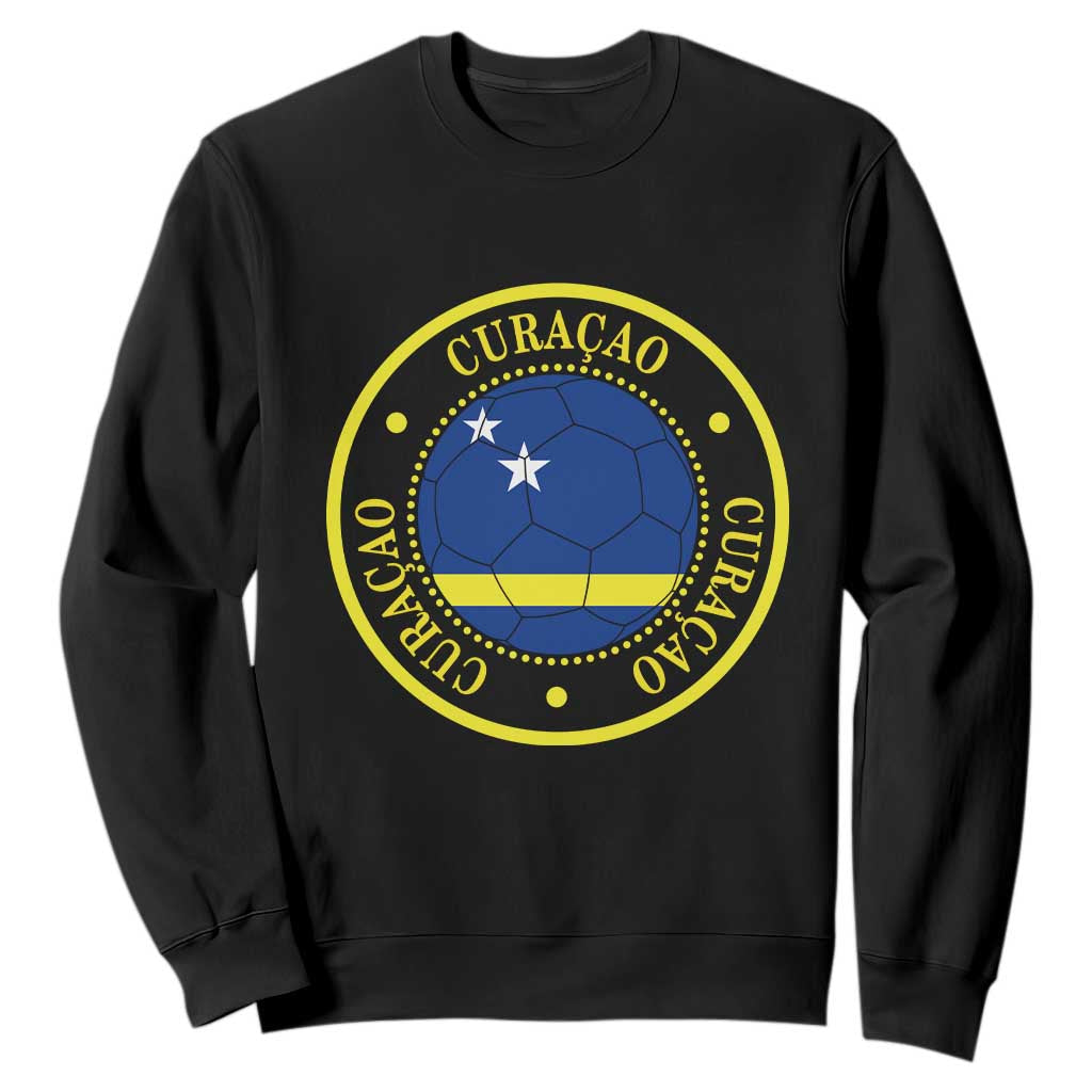 Curaçao Football Pride Circular Crest Vintage Sweatshirt Curacao Flag Soccer Fans Graphic