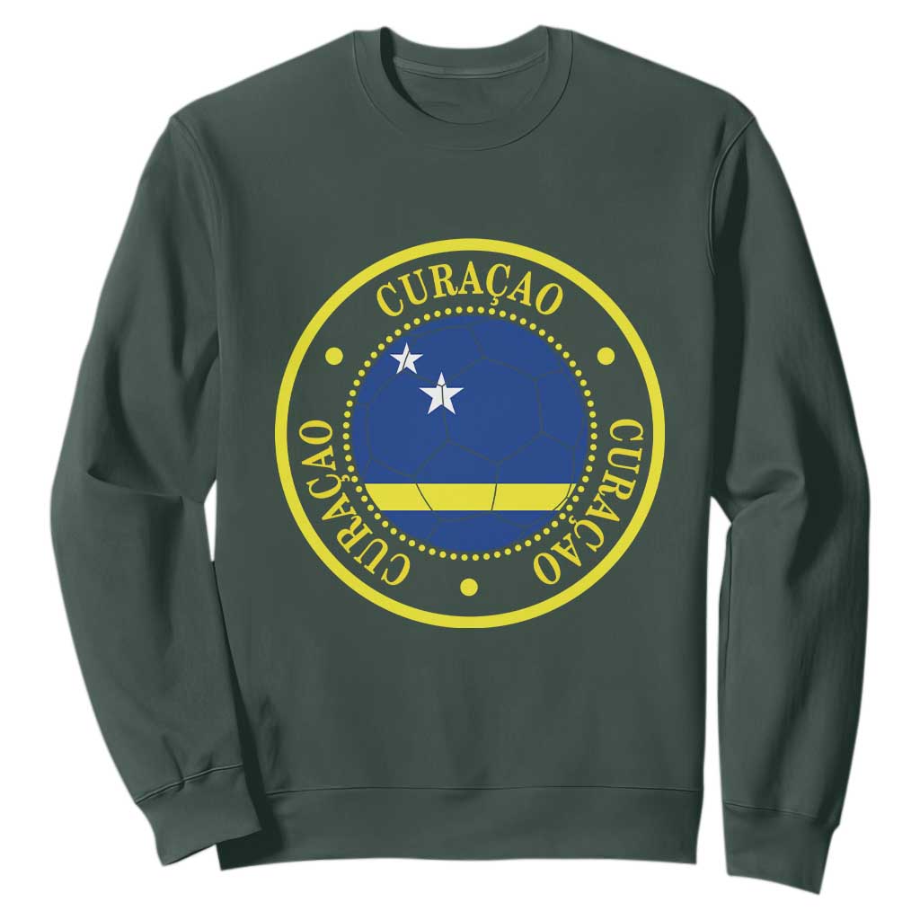 Curaçao Football Pride Circular Crest Vintage Sweatshirt Curacao Flag Soccer Fans Graphic