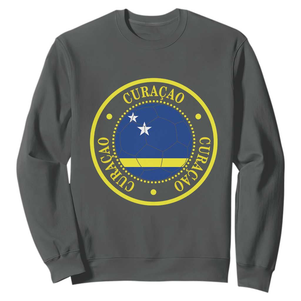 Curaçao Football Pride Circular Crest Vintage Sweatshirt Curacao Flag Soccer Fans Graphic