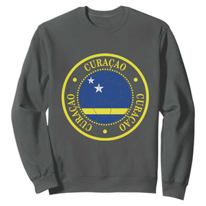 Curaçao Football Pride Circular Crest Vintage Sweatshirt Curacao Flag Soccer Fans Graphic