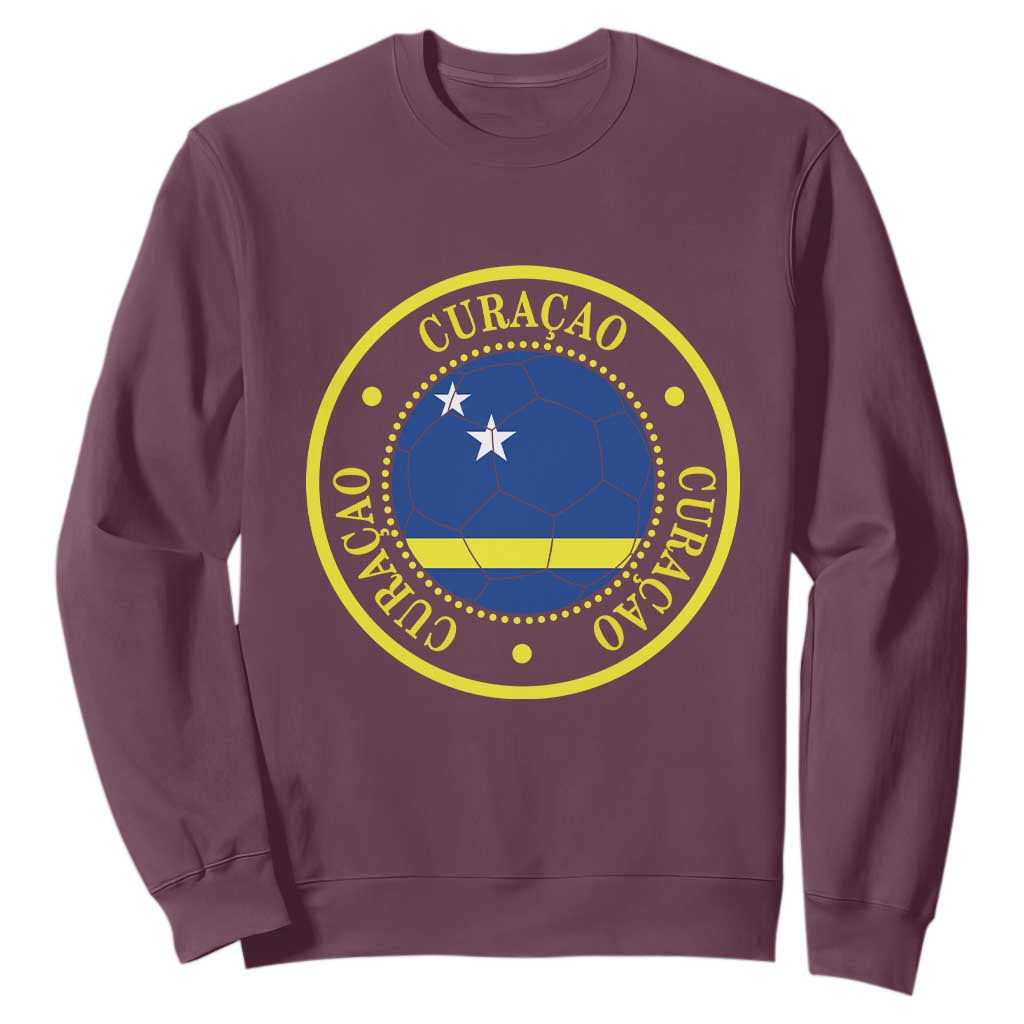 Curaçao Football Pride Circular Crest Vintage Sweatshirt Curacao Flag Soccer Fans Graphic