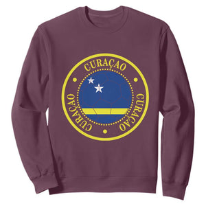 Curaçao Football Pride Circular Crest Vintage Sweatshirt Curacao Flag Soccer Fans Graphic
