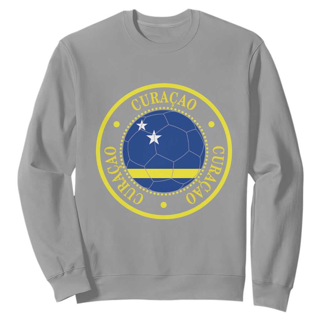 Curaçao Football Pride Circular Crest Vintage Sweatshirt Curacao Flag Soccer Fans Graphic