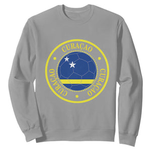 Curaçao Football Pride Circular Crest Vintage Sweatshirt Curacao Flag Soccer Fans Graphic