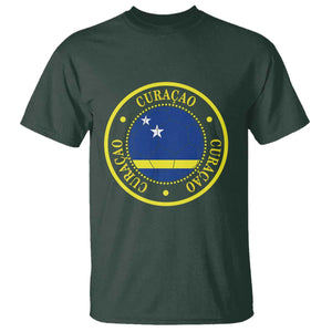 Curaçao Football Pride Circular Crest Vintage T Shirt Curacao Flag Soccer Fans Graphic