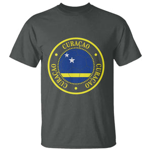 Curaçao Football Pride Circular Crest Vintage T Shirt Curacao Flag Soccer Fans Graphic