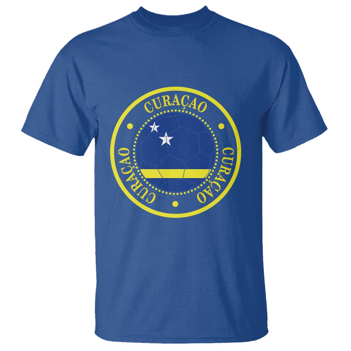 Curaçao Football Pride Circular Crest Vintage T Shirt Curacao Flag Soccer Fans Graphic TS02 Royal Blue Print Your Wear
