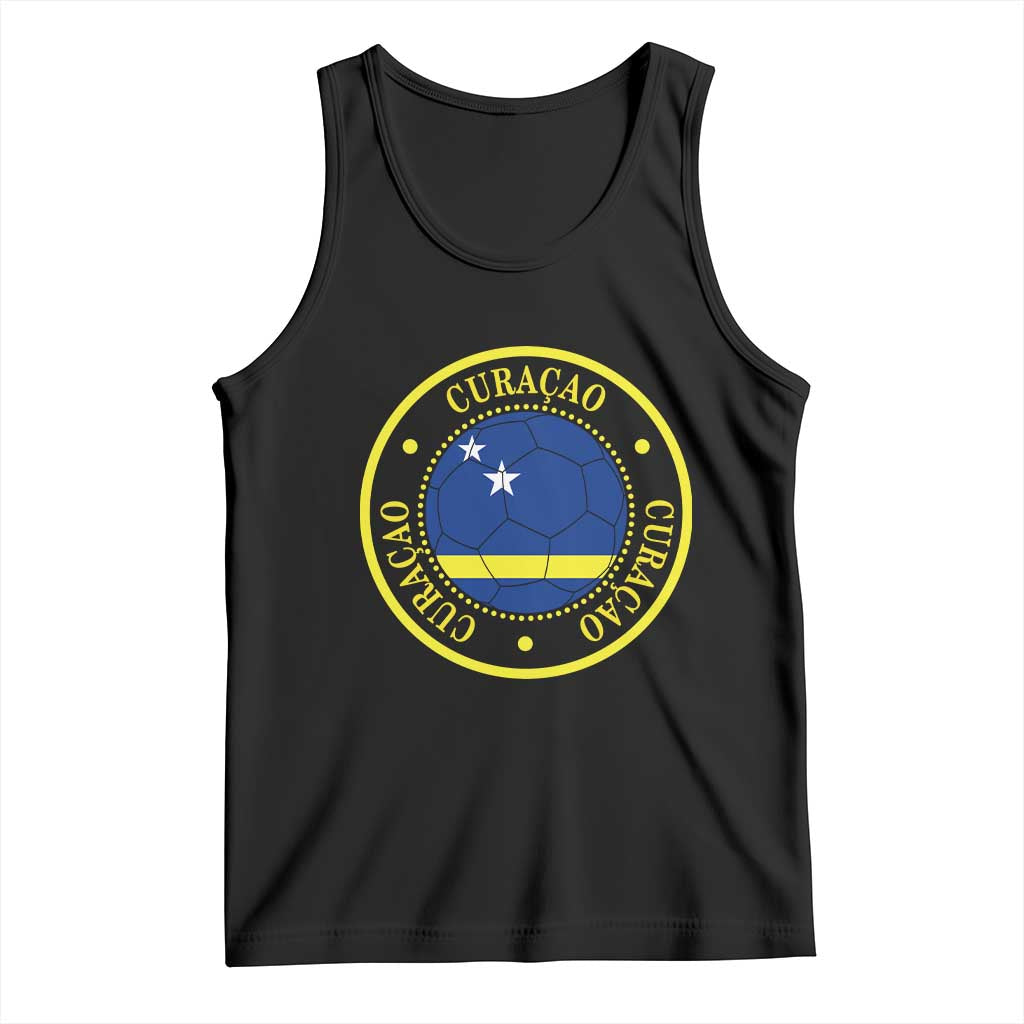 Curaçao Football Pride Circular Crest Vintage Tank Top Curacao Flag Soccer Fans Graphic TS02 Black Print Your Wear