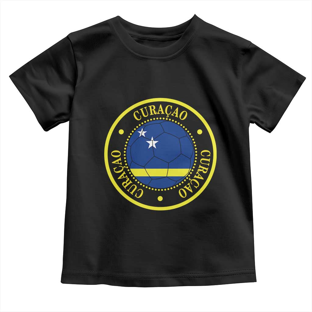 Curaçao Football Pride Circular Crest Vintage Toddler T Shirt Curacao Flag Soccer Fans Graphic