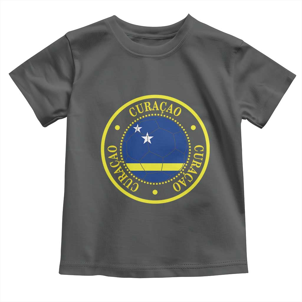 Curaçao Football Pride Circular Crest Vintage Toddler T Shirt Curacao Flag Soccer Fans Graphic