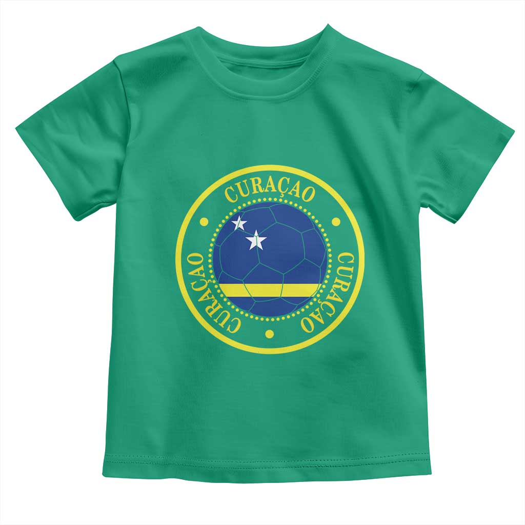 Curaçao Football Pride Circular Crest Vintage Toddler T Shirt Curacao Flag Soccer Fans Graphic