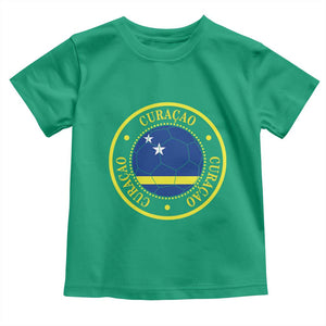 Curaçao Football Pride Circular Crest Vintage Toddler T Shirt Curacao Flag Soccer Fans Graphic