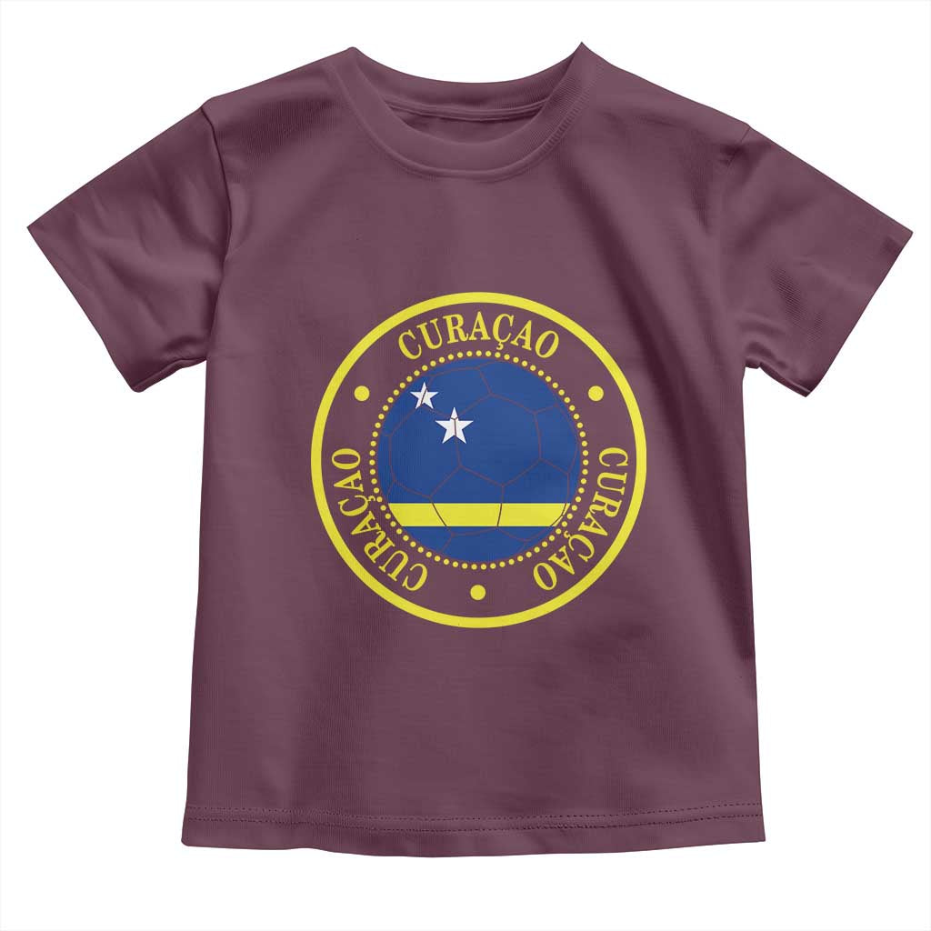 Curaçao Football Pride Circular Crest Vintage Toddler T Shirt Curacao Flag Soccer Fans Graphic