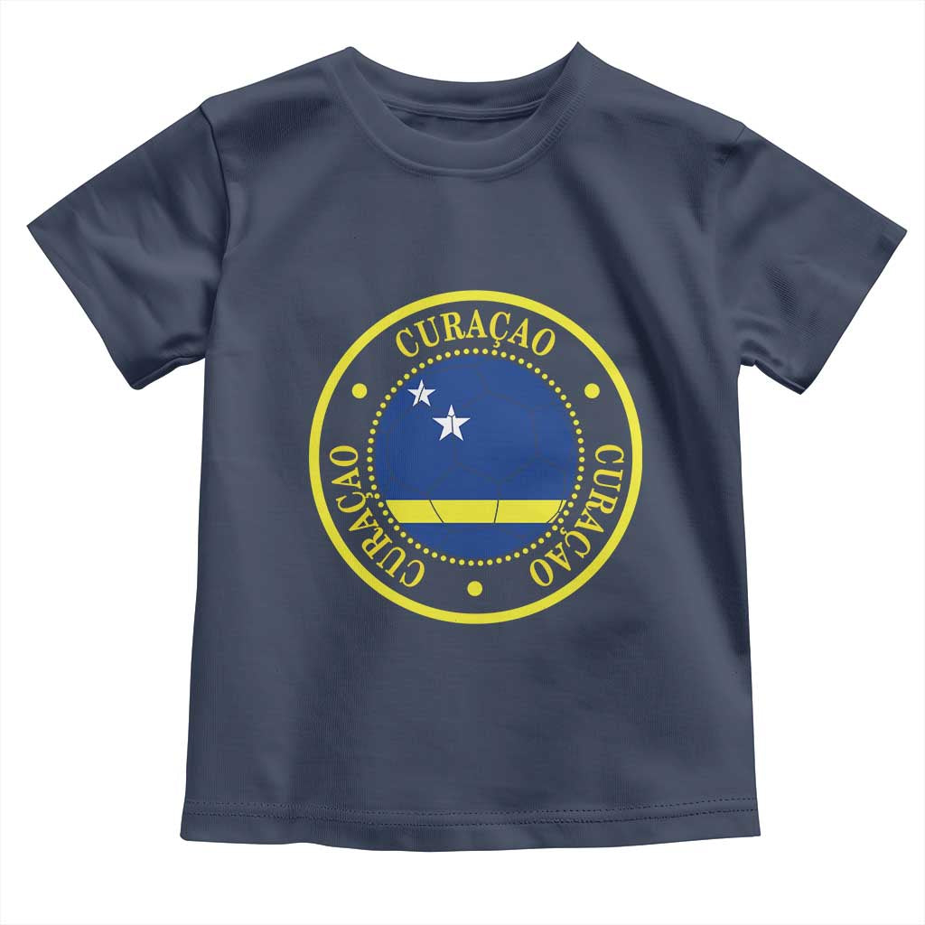 Curaçao Football Pride Circular Crest Vintage Toddler T Shirt Curacao Flag Soccer Fans Graphic