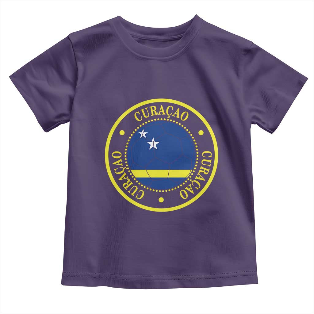 Curaçao Football Pride Circular Crest Vintage Toddler T Shirt Curacao Flag Soccer Fans Graphic