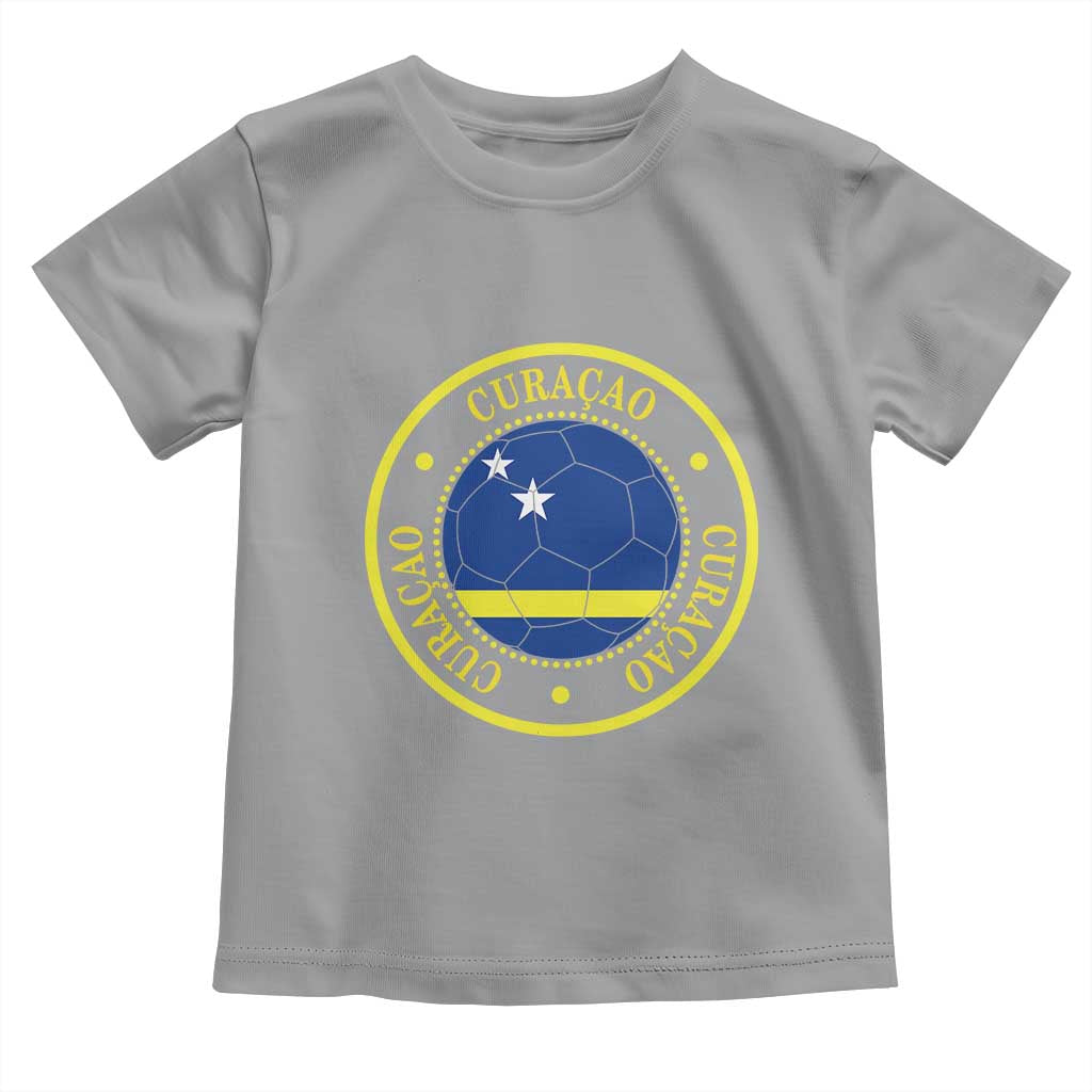 Curaçao Football Pride Circular Crest Vintage Toddler T Shirt Curacao Flag Soccer Fans Graphic