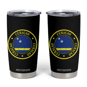 Curaçao Football Pride Circular Crest Vintage Tumbler Cup Curacao Flag Soccer Fans Graphic