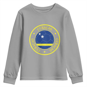 Curaçao Football Pride Circular Crest Vintage Youth Sweatshirt Curacao Flag Soccer Fans Graphic