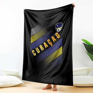 Curaçao Soccer Flag Stripe Jersey Style Throw Blanket Football Fans Pride Support