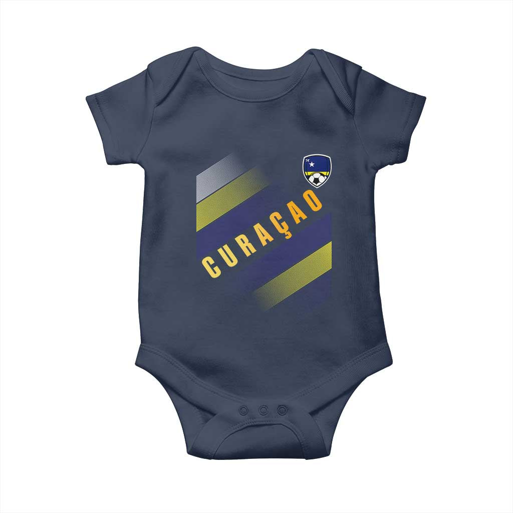 Curaçao Soccer Flag Stripe Jersey Style Baby Onesie Football Fans Pride Support
