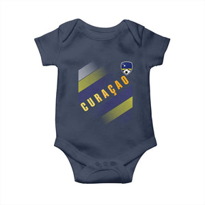 Curaçao Soccer Flag Stripe Jersey Style Baby Onesie Football Fans Pride Support