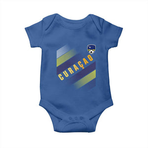 Curaçao Soccer Flag Stripe Jersey Style Baby Onesie Football Fans Pride Support