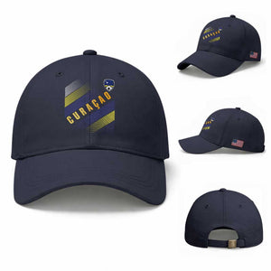 Curaçao Soccer Flag Stripe Jersey Style Baseball Cap Football Fans Pride Support