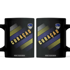 Curaçao Soccer Flag Stripe Jersey Style Coffee Mug Football Fans Pride Support
