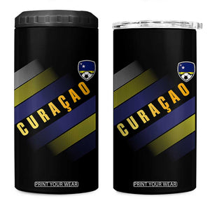 Curaçao Soccer Flag Stripe Jersey Style 4 in 1 Can Cooler Tumbler Football Fans Pride Support