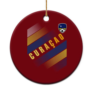 Curaçao Soccer Flag Stripe Jersey Style Ceramic Ornament Football Fans Pride Support