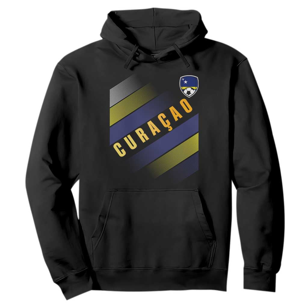 Curaçao Soccer Flag Stripe Jersey Style Hoodie Football Fans Pride Support