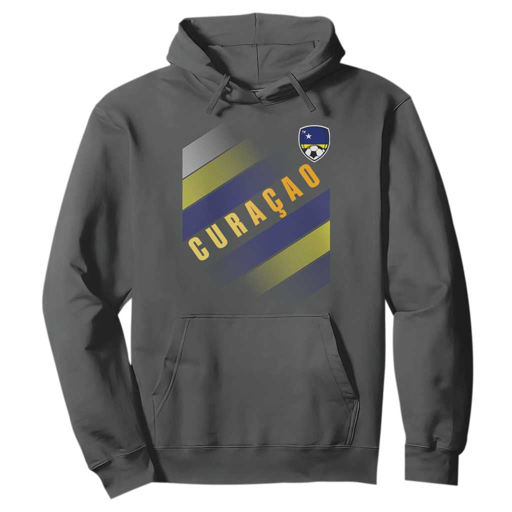 Curaçao Soccer Flag Stripe Jersey Style Hoodie Football Fans Pride Support