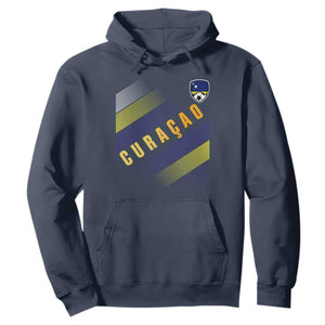 Curaçao Soccer Flag Stripe Jersey Style Hoodie Football Fans Pride Support