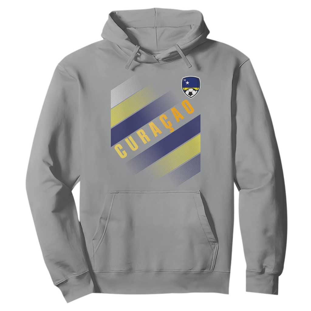 Curaçao Soccer Flag Stripe Jersey Style Hoodie Football Fans Pride Support