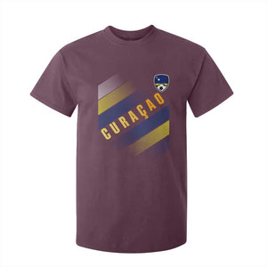 Curaçao Soccer Flag Stripe Jersey Style T Shirt For Kid Football Fans Pride Support