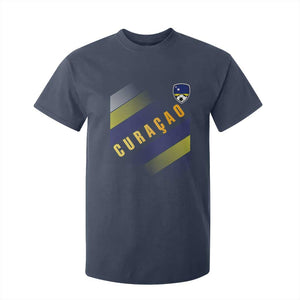 Curaçao Soccer Flag Stripe Jersey Style T Shirt For Kid Football Fans Pride Support