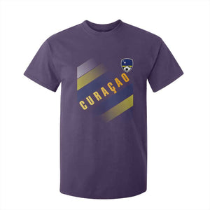 Curaçao Soccer Flag Stripe Jersey Style T Shirt For Kid Football Fans Pride Support