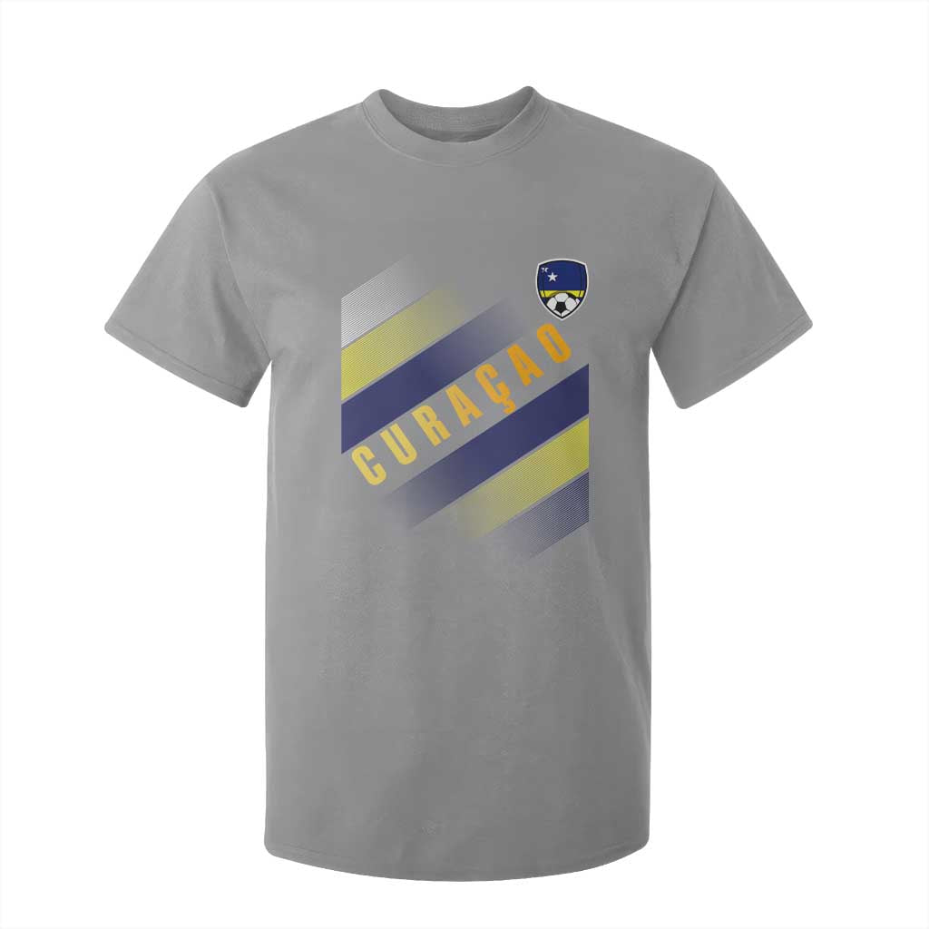 Curaçao Soccer Flag Stripe Jersey Style T Shirt For Kid Football Fans Pride Support