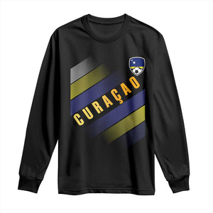 Curaçao Soccer Flag Stripe Jersey Style Long Sleeve Shirt Football Fans Pride Support