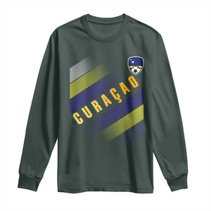Curaçao Soccer Flag Stripe Jersey Style Long Sleeve Shirt Football Fans Pride Support