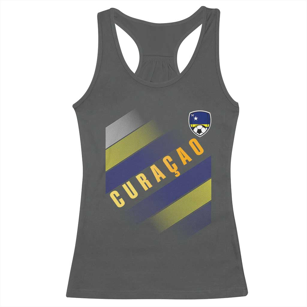Curaçao Soccer Flag Stripe Jersey Style Racerback Tank Top Football Fans Pride Support