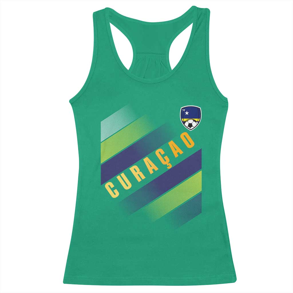 Curaçao Soccer Flag Stripe Jersey Style Racerback Tank Top Football Fans Pride Support