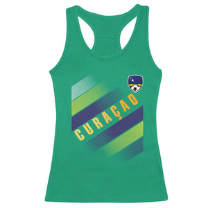 Curaçao Soccer Flag Stripe Jersey Style Racerback Tank Top Football Fans Pride Support