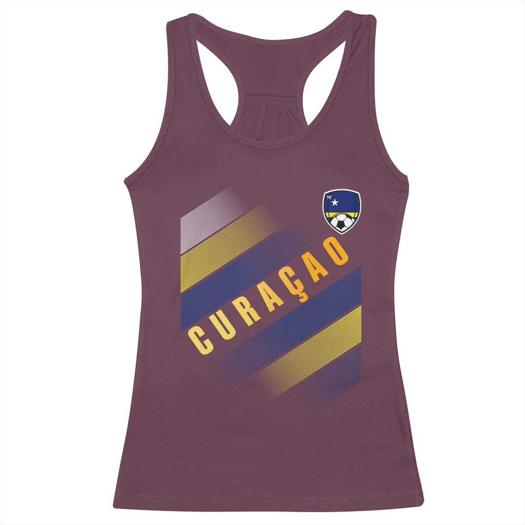 Curaçao Soccer Flag Stripe Jersey Style Racerback Tank Top Football Fans Pride Support