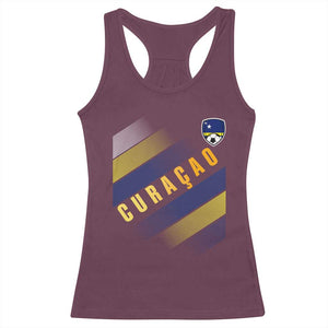 Curaçao Soccer Flag Stripe Jersey Style Racerback Tank Top Football Fans Pride Support