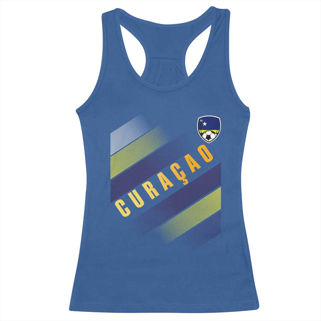 Curaçao Soccer Flag Stripe Jersey Style Racerback Tank Top Football Fans Pride Support