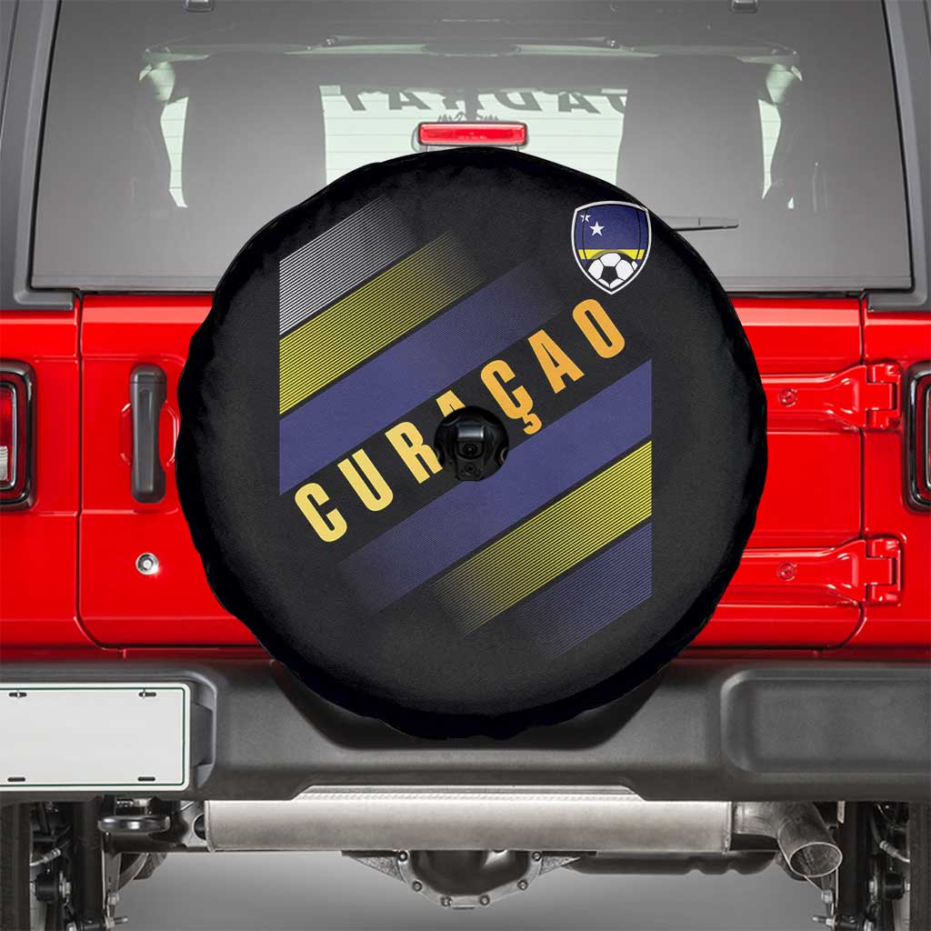 Curaçao Soccer Flag Stripe Jersey Style Spare Tire Cover Football Fans Pride Support