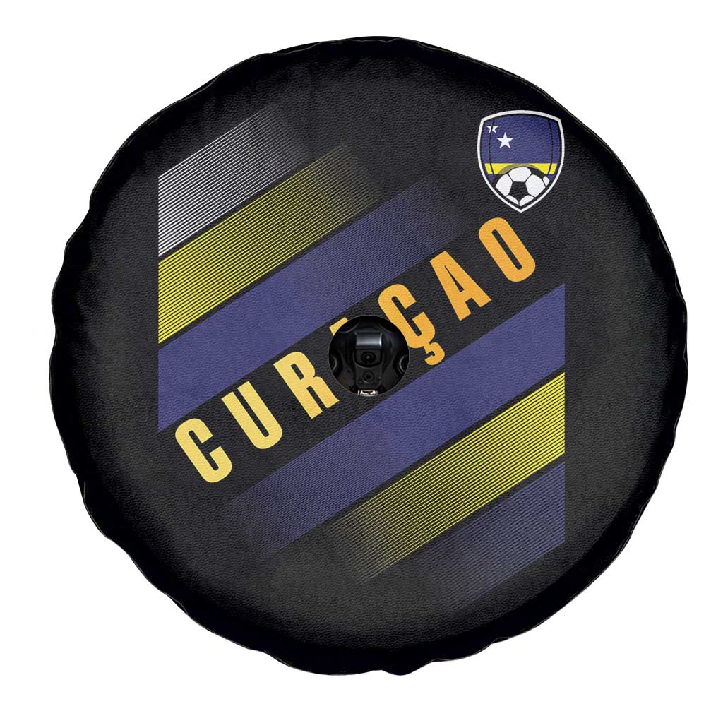 Curaçao Soccer Flag Stripe Jersey Style Spare Tire Cover Football Fans Pride Support