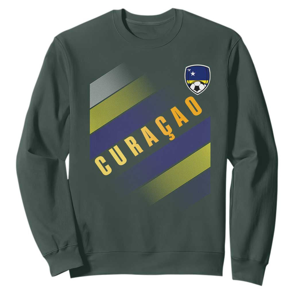 Curaçao Soccer Flag Stripe Jersey Style Sweatshirt Football Fans Pride Support